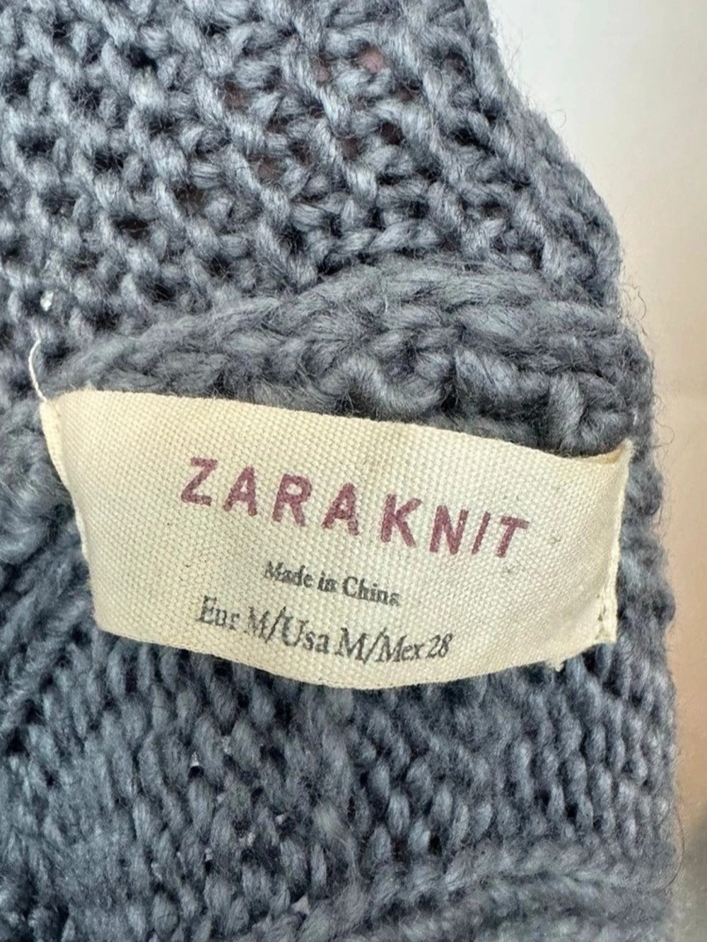 Zara Knit chunky Gray Open Front Cardigan Size medium - Picture 4 of 4